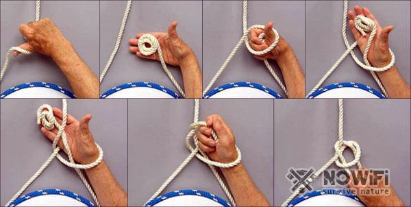 Как вязать узел булинь одной рукой