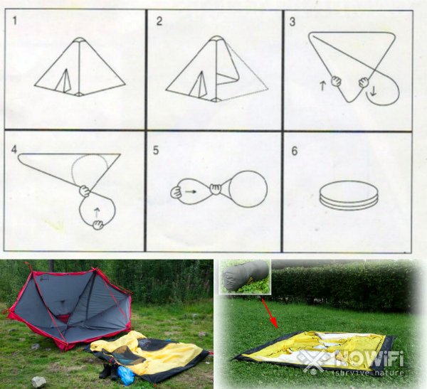 Как сложить тент палатки