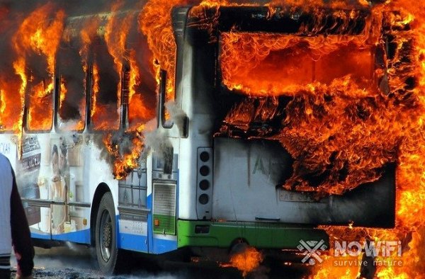 Действия при возникновении пожара в автобусе